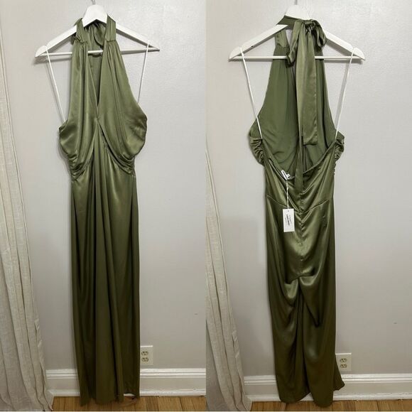 Reformation Sasha Silk Jumpsuit in Artichoke - Picture 2 of 5